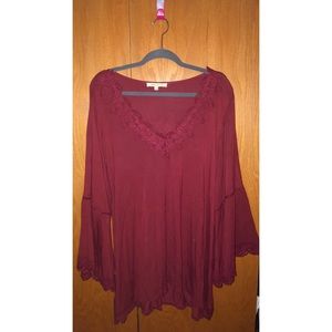 Burgundy Shirt with bell style sleeves